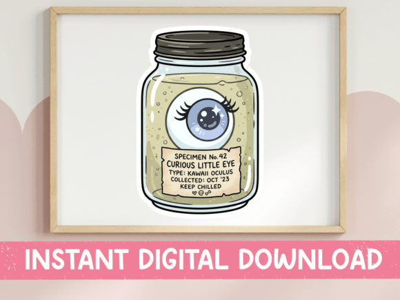 Curious Little Eye Specimen Jar SVG Graphics for T-Shirt Designs