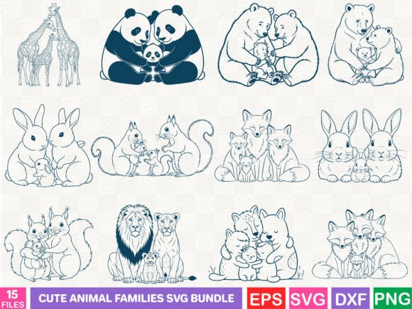 Cute Animal Families Graphics for Welcoming Brand Illustrations