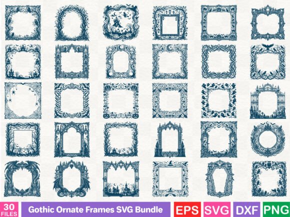 Gothic Ornate Frames: A Versatile Illustrator's Graphics Bundle