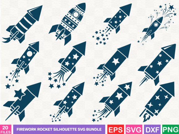 Real Publishing Review: Firework Rocket Silhouette Graphics Bundle